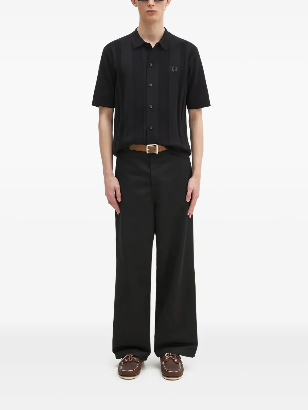 

Рубашка-поло с ребристыми вставками Fred Perry, черный