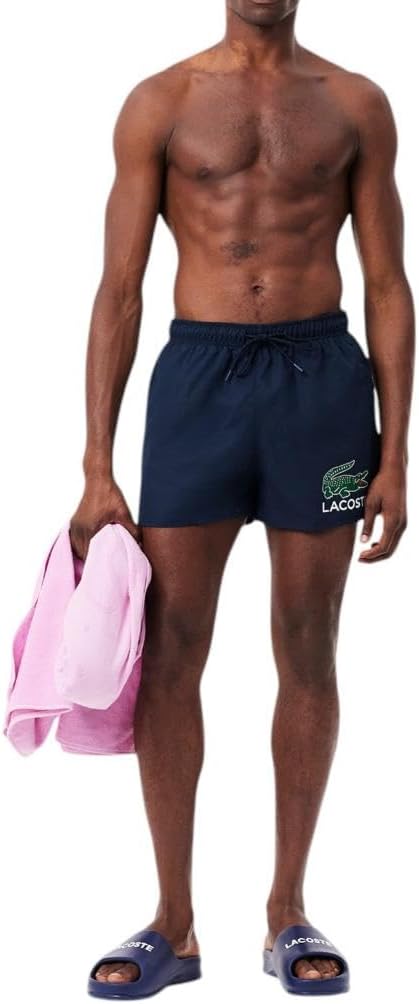 Мужские шорты для плавания Lacoste Core Collection длиной до середины бедра с фирменным логотипом, Navy Blue — фото 2