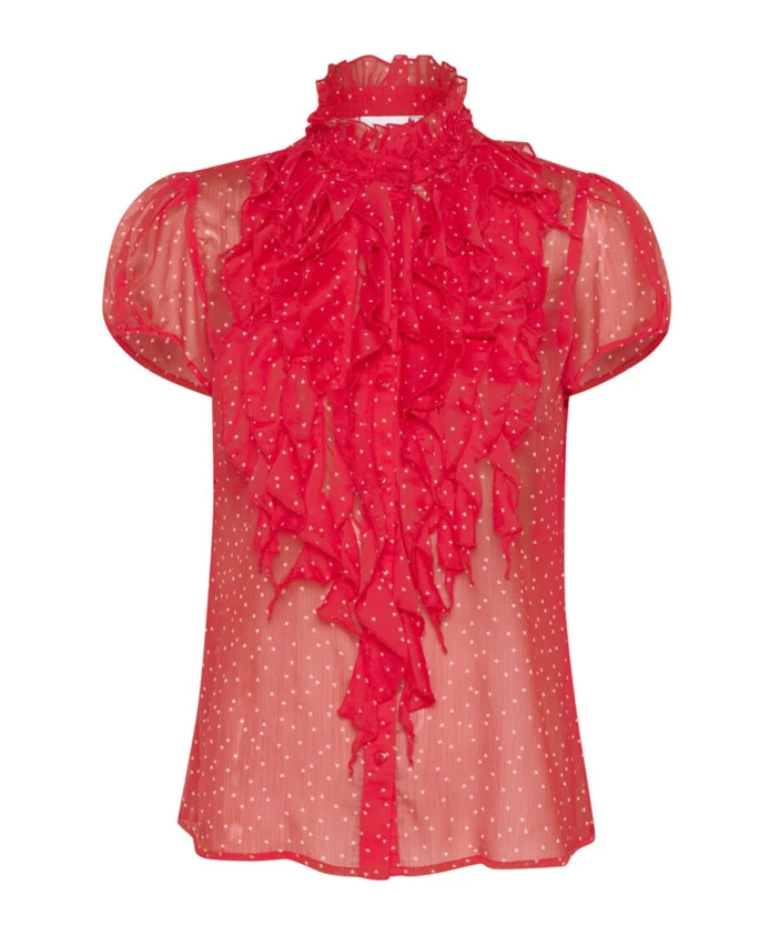 

Рубашка с оборками, цвет малиновый конфетный Saint Tropez, белый