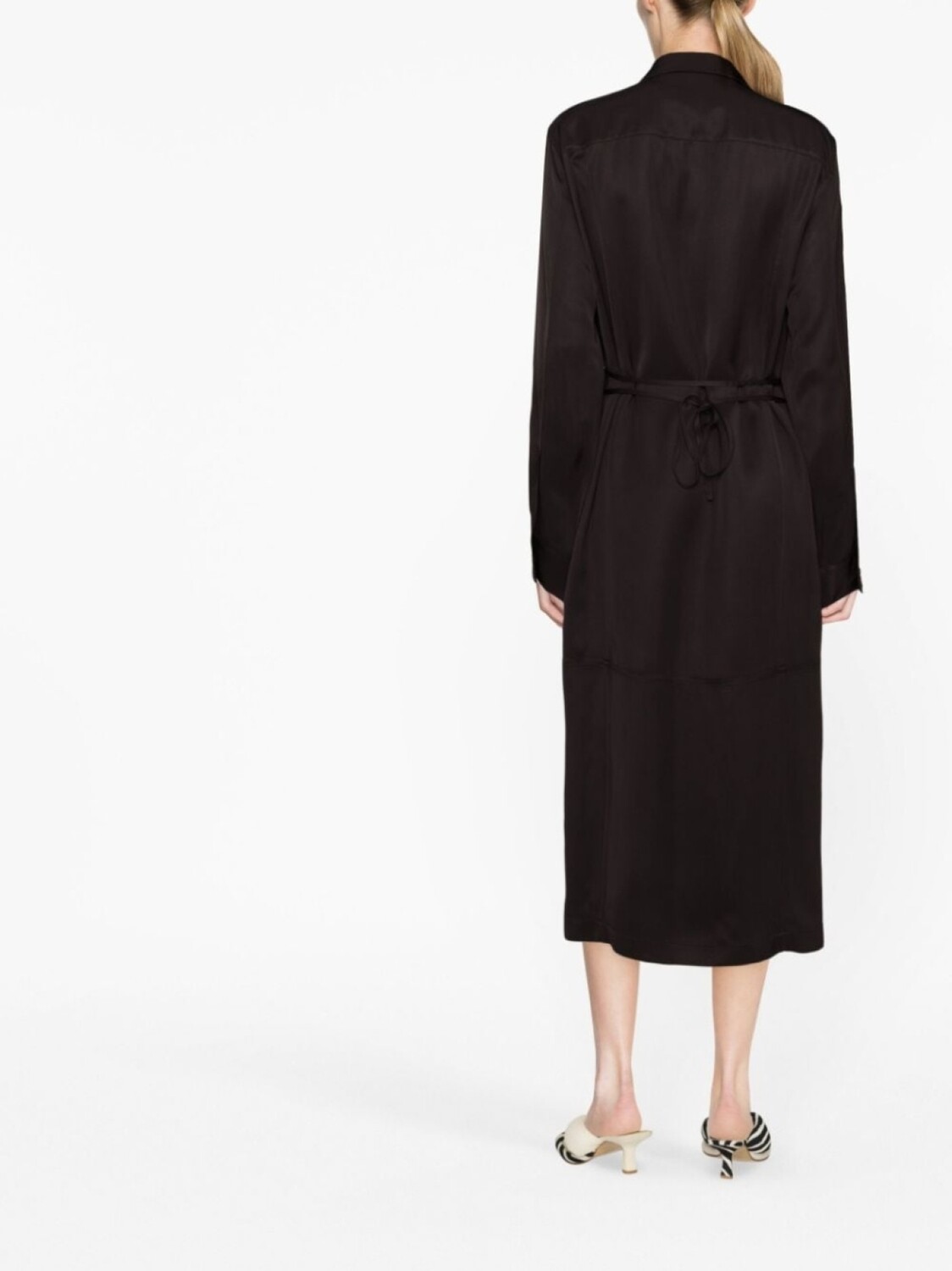 Jil Sander однобортное пальто с поясом, коричневый — фото 4