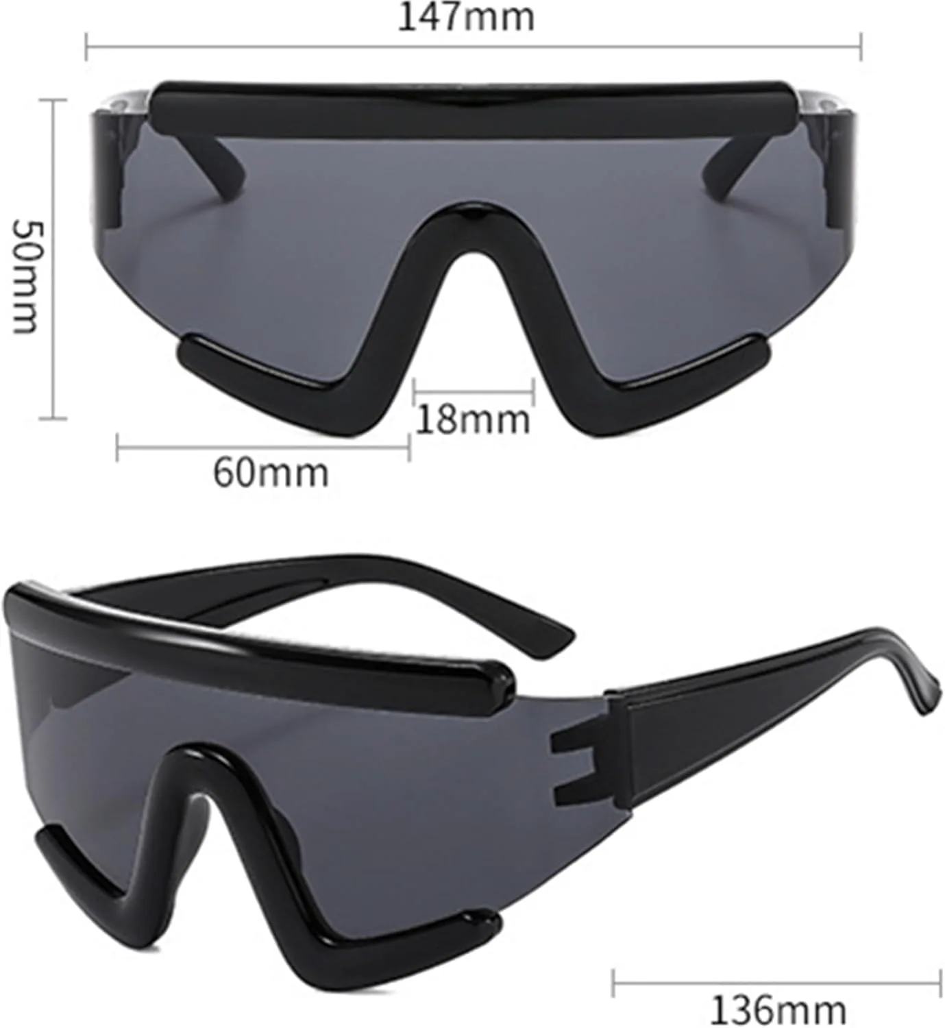 

bullabulling Большие спортивные солнцезащитные очки в стиле 80-х, защитные очки с плоским верхом, цельные, футуристический козырек, для женщин и мужчин, C4