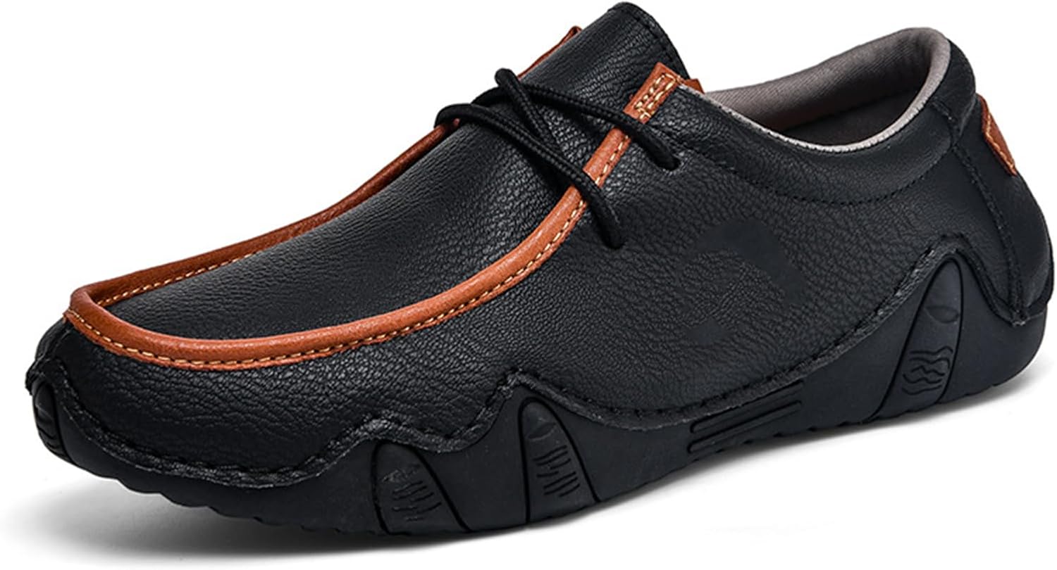 

Мужские кожаные ортопедические лоферы с поддержкой свода стопы, противоскользящие, на шнуровке, повседневные, легкие, для работы, вождения, путешествий и прогулок Botrent, черный