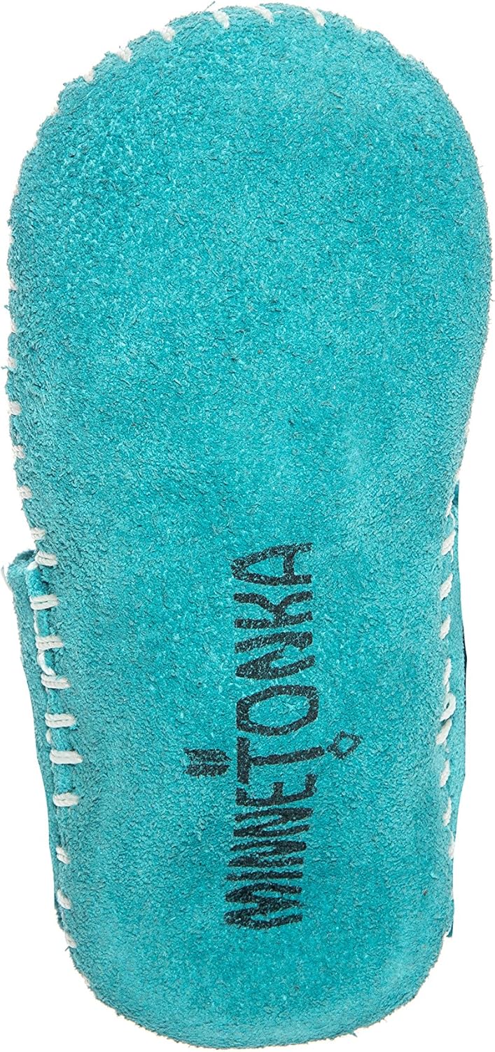 Детские пинетки Minnesota для девочек Riley Moccasin - 1166 Minnetonka, Turquoise — фото 4