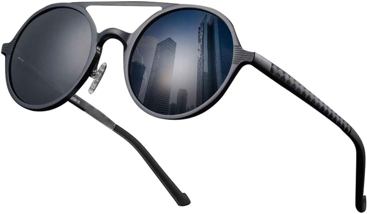 

Ретро круглые алюминиево-магниевые поляризованные очки для чтения с антибликовым покрытием, очки для вождения, солнцезащитные очки для активного отдыха, для людей с пресбиопией SightPerk, Black