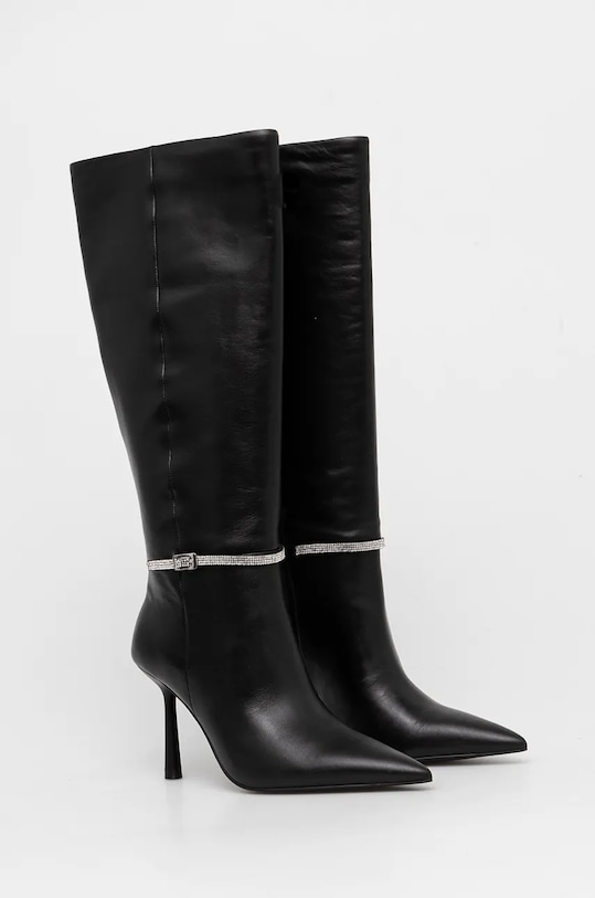 Женские сапоги Steve Madden Abbey RD-R кожаные с декоративным ремешком, черный — фото 4