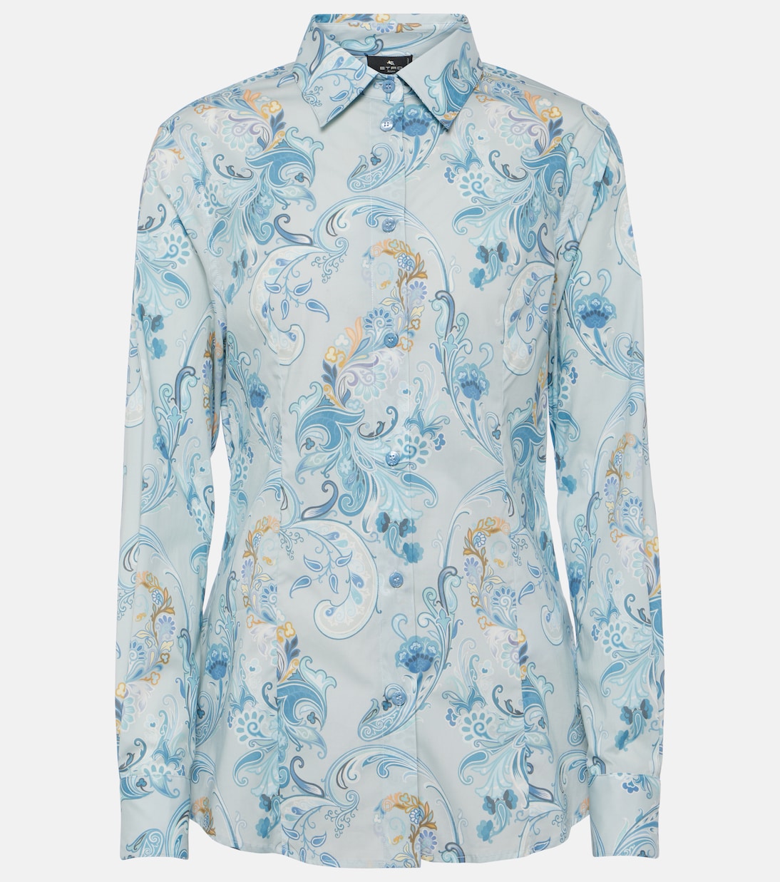 

Рубашка из хлопковой смеси с принтом Etro, Print On Pale Blue