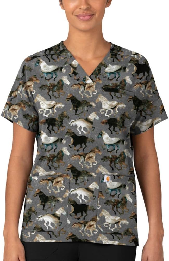 

Carhartt Scrubs C13314 Women's Force Cross-Flex Modern Fit Oversized V, Filly Trot Pewter