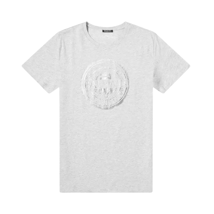 

Футболка Balmain Metallic Coin Print 'Heather Grey', серый