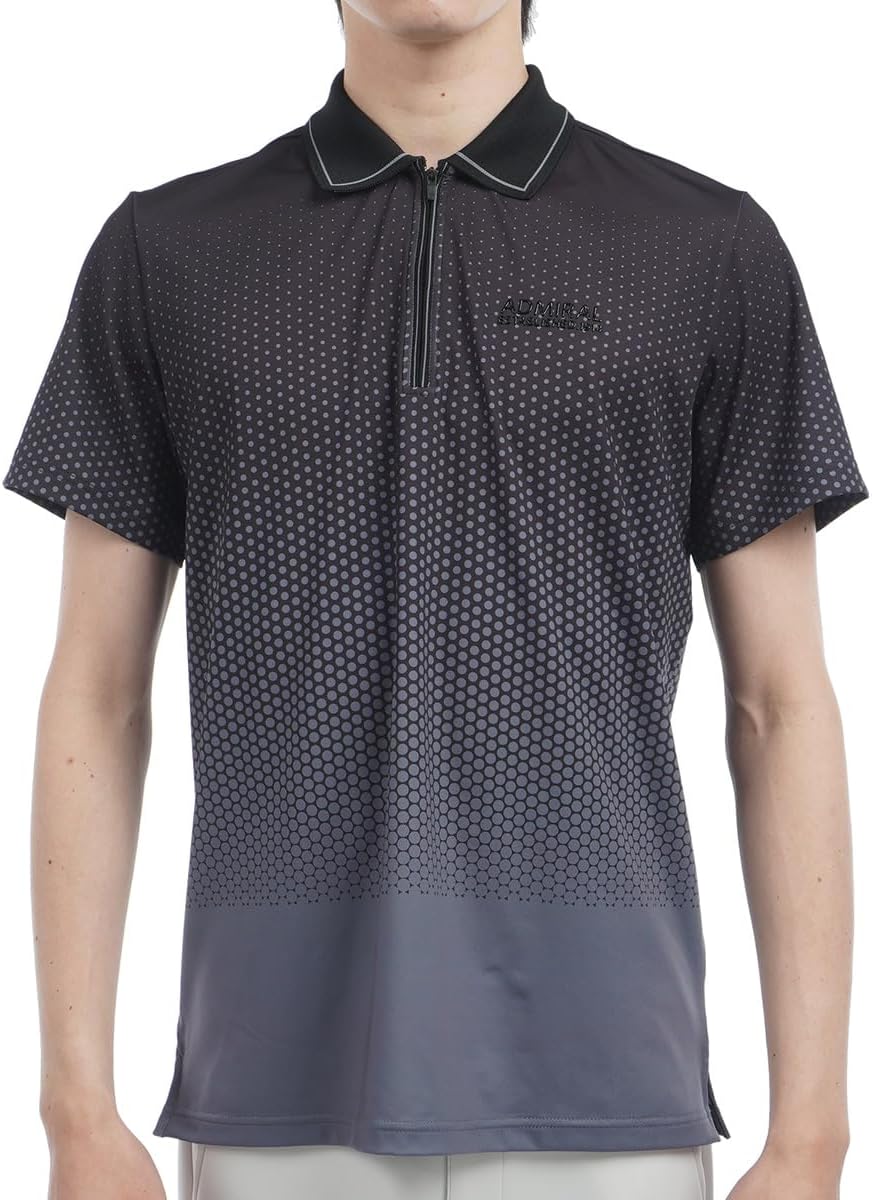 

Мужская классическая поло Admiral Golf ADMA504 с градиентным рисунком в горошек и застежкой-молнией до середины груди, черный