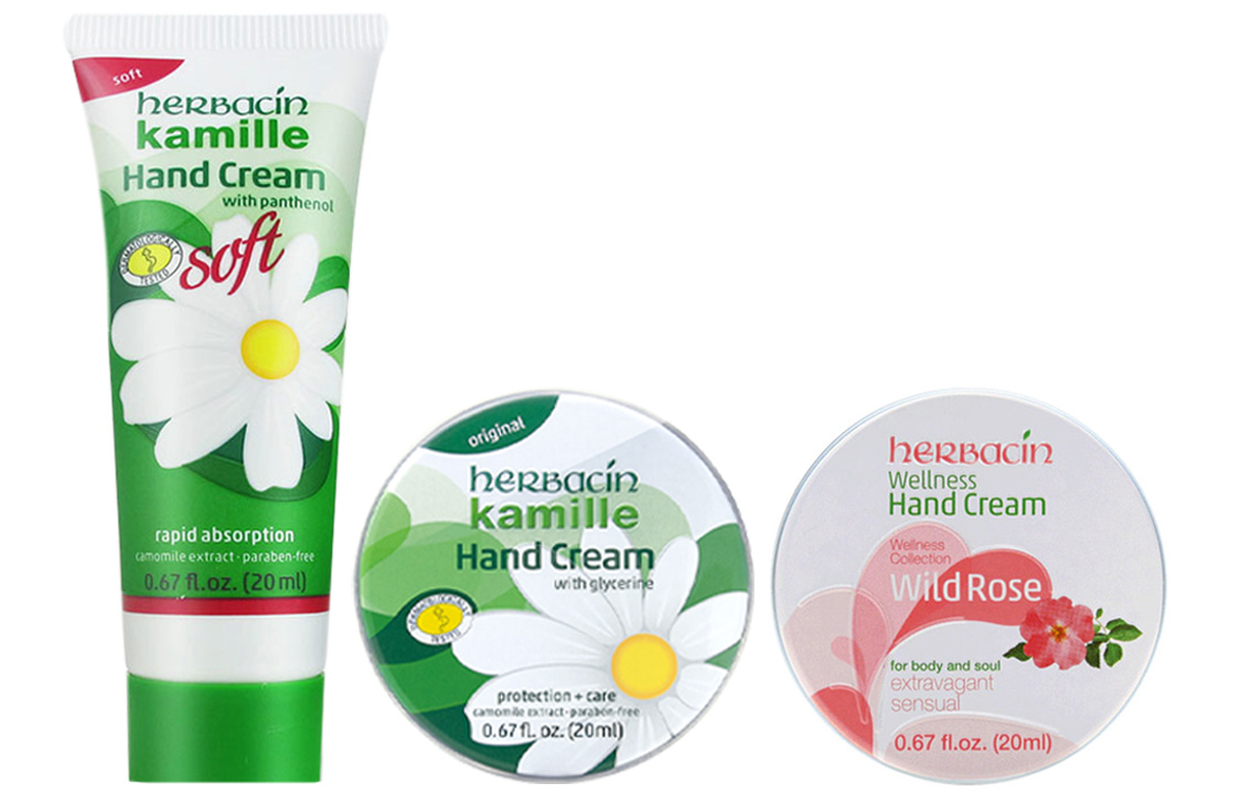 Увлажняющий крем для рук rose Herbacin, Three-Piece Set: Chamomile Hand Cream 75ml*2+розовый Hand Cream 75ml — фото 2