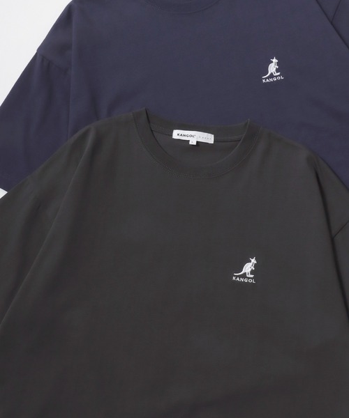 

Футболка хлопковая с коротким рукавом, увеличенного кроя, с вышитым логотипом KANGOL, однотонная