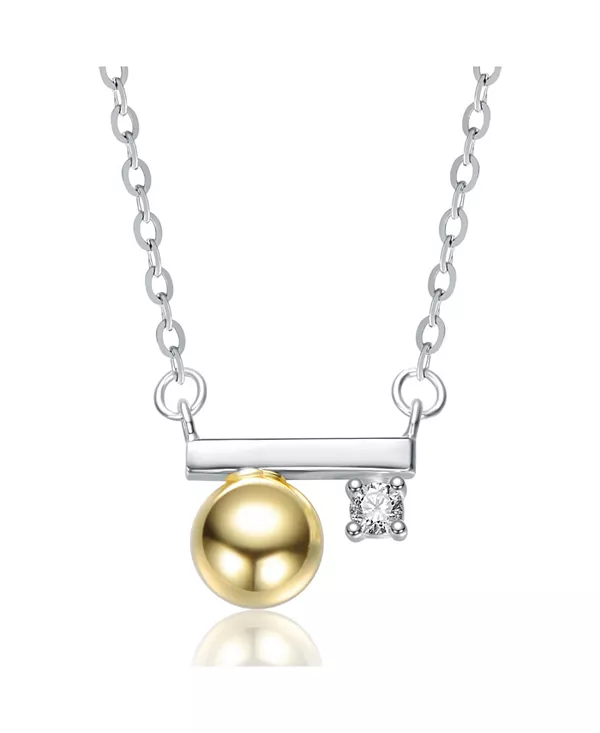 

Двухцветное ожерелье из стерлингового серебра с позолотой 14 карат в виде сферы и минималистичной планки из белого золота Genevive, gold