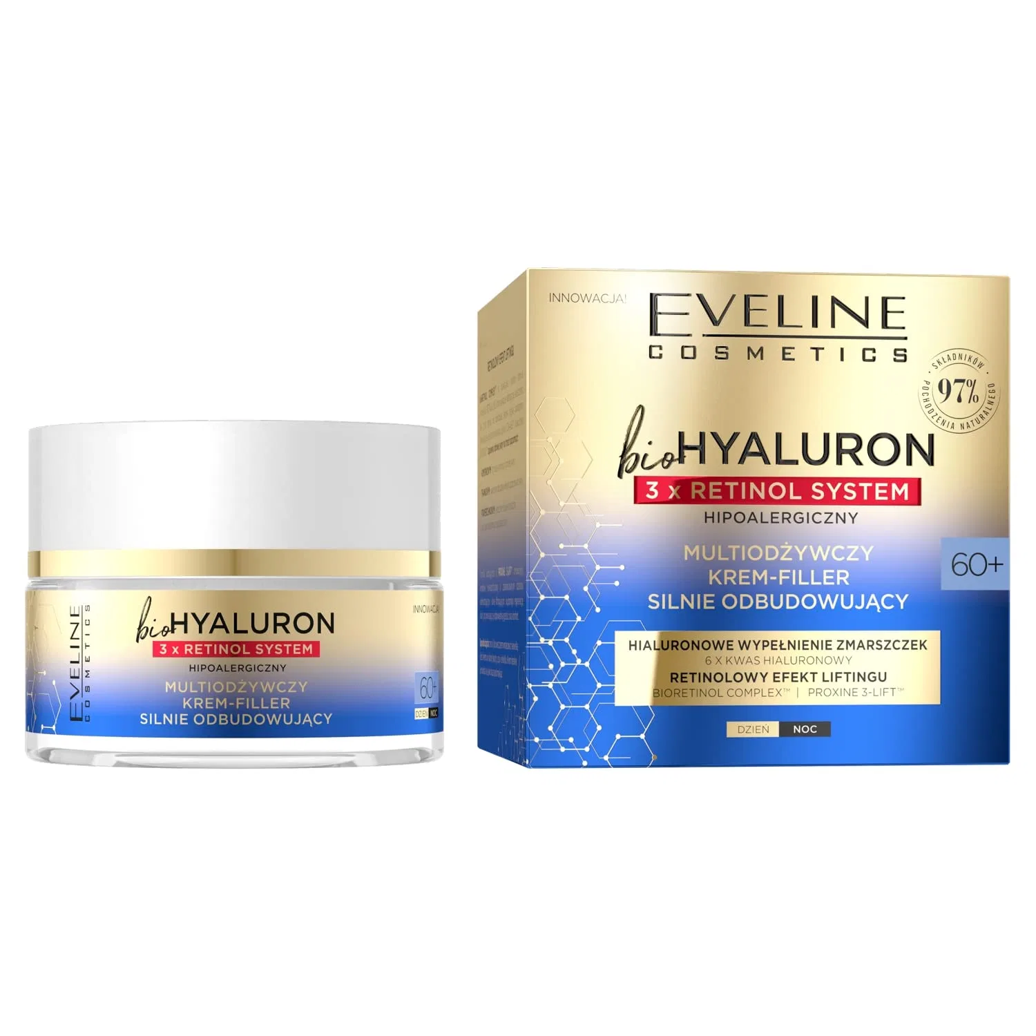 Крем для лица Eveline Cosmetics — Антивозрастной омолаживающий -филлер «Biohyaluron 3x Retinol Lifting System +» от, 50 мл