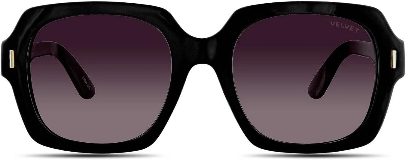 

Солнцезащитные очки Velvet Eyewear женская прямоугольная модель Anne, черный цвет - 100% защита от УФ-излучения - разработаны для женщин - произведено в США, размер Medium, Black