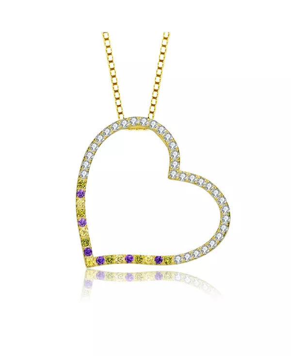 

Тонкое ожерелье из стерлингового серебра с круглыми кубическими цирконами в форме открытого сердца Genevive, gold