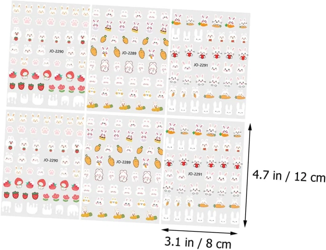 3D наклейки для ногтей с кроликами FRCOLOR, 24 листа Frcolor, Assorted Colours X 4 Pieces — фото 2