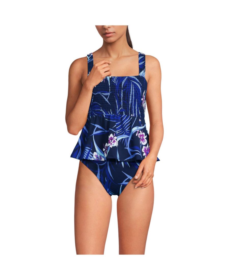

Женский купальник-танкини с присборенным верхом и трусиками с высокой талией Lands' End, Deep sea navy tropical floral, Синий, Женский купальник-танкини с присборенным верхом и трусиками с высокой талией Lands' End, Deep sea navy tropical floral