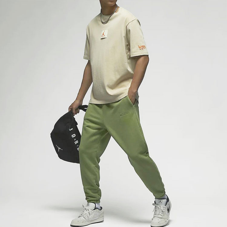 Спортивные штаны Wordmark вязаные мужские светло-оливковый желтый Jordan, светло- оливковый желтый — фото 4