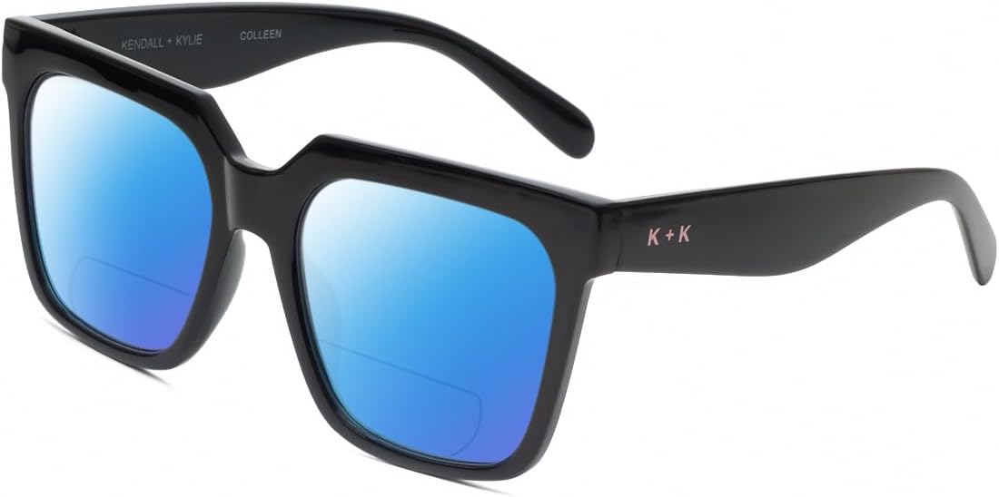 

Солнцезащитные очки Calabria K+K COLLEEN Square Polarized BiFocal Sunglasses Womens Trendy Sunnies Fashion Designer Bi-Focal Sun Glasses Readers, Gloss Black/Blue Mirror Lens