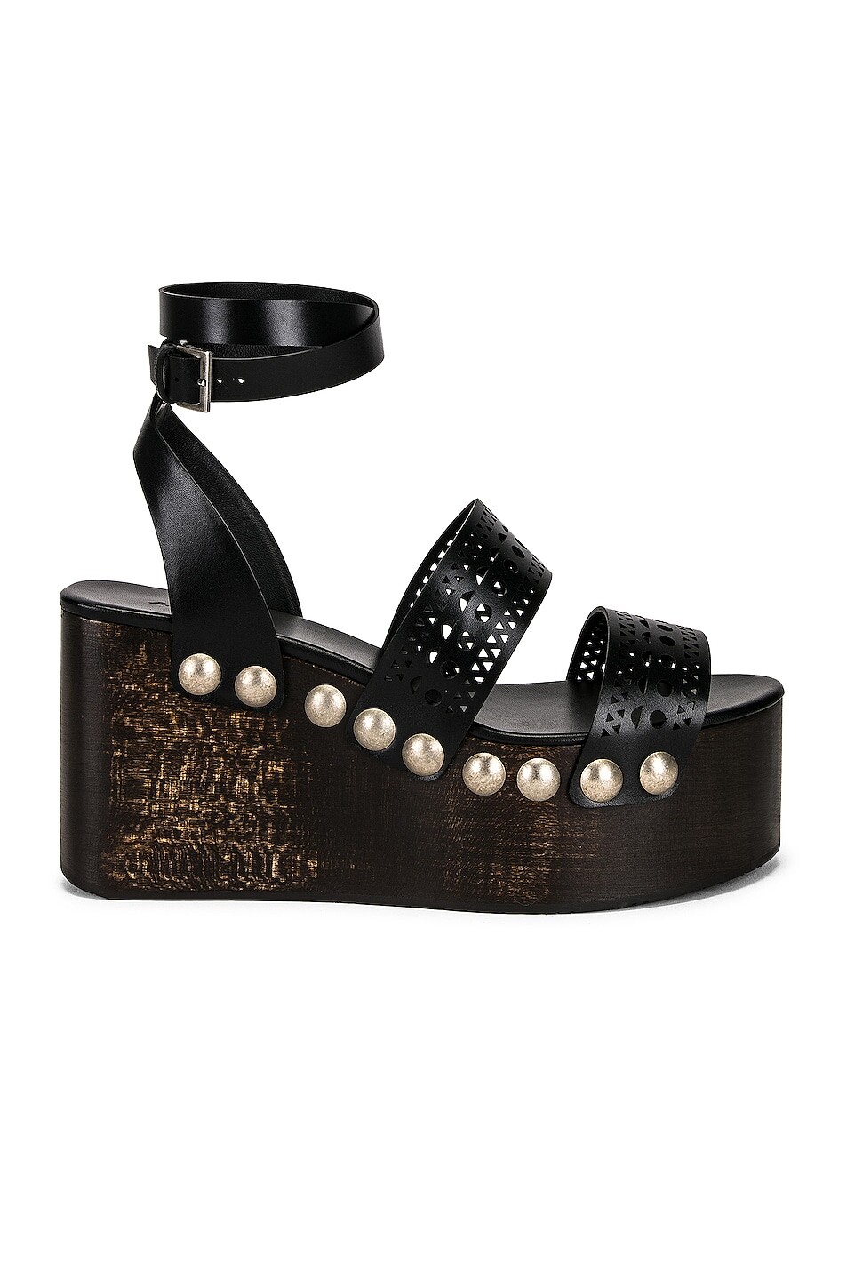 

Туфли Alaïa Vienne Wooden Ankle Strap Wedges, нуар