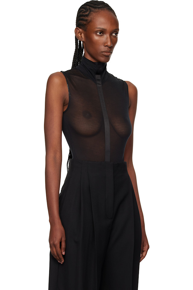 Боди без рукавов в виде смокинга Mugler, черный — фото 2