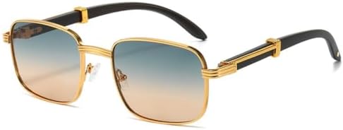 

Винтажные квадратные солнцезащитные очки для мужчин, модные градиентные очки с защитой от УФ-излучения UV400 для женщин, панк-металлические очки MTZJH, Gold-greenbrown