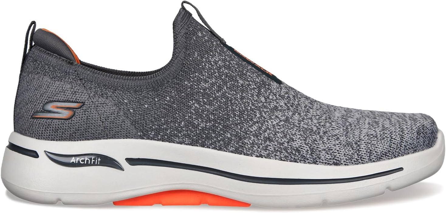 Мужские кроссовки Skechers GoWalk Arch Fit Stretch Fit слипоны для спорта и повседневной носки, оранжевый/угольный — фото 3