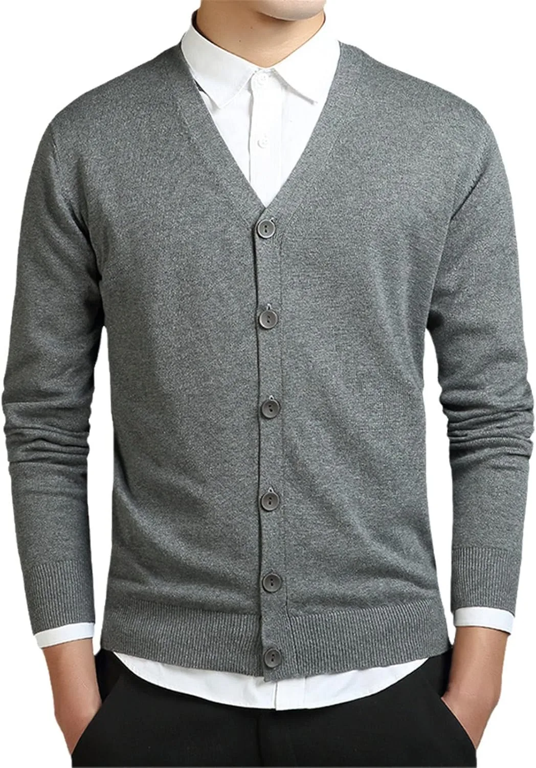 

Мужской свитер из хлопка с длинным рукавом и V-образным вырезом Alloaone