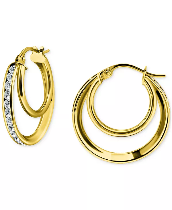 

Двойные квадратные серьги-кольца из стерлингового серебра с кубическим цирконием, 0,75 дюйма, эксклюзивно в Macy's Giani Bernini, gold