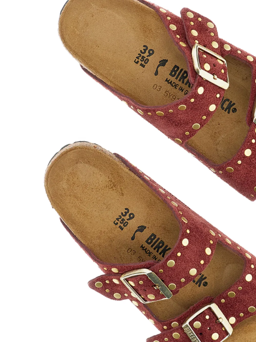 Босоножки с заклепками и двойной пряжкой BIRKENSTOCK, красный — фото 4