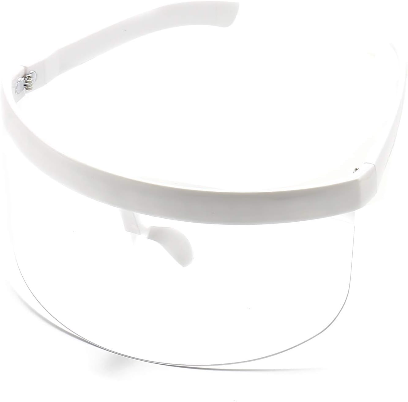 

Футуристические солнцезащитные очки-щит с большим зеркальным козырьком и плоской верхней частью, подходящие для мужчин и женщин, как шляпа от солнца, для защиты от ультрафиолета, White/Clear Uv Lens