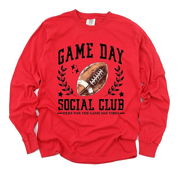 

Футболка женская с длинным рукавом и принтом Football game day social club Simply Sage Market, Red, Зеленый, Футболка женская с длинным рукавом и принтом Football game day social club Simply Sage Market, Red