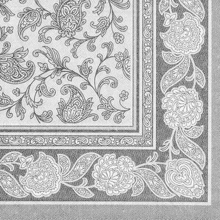 

Салфетки Royal Collection, сложенные в 1/4, 40 см х 40 см, серые, с орнаментом, упаковка Papstar