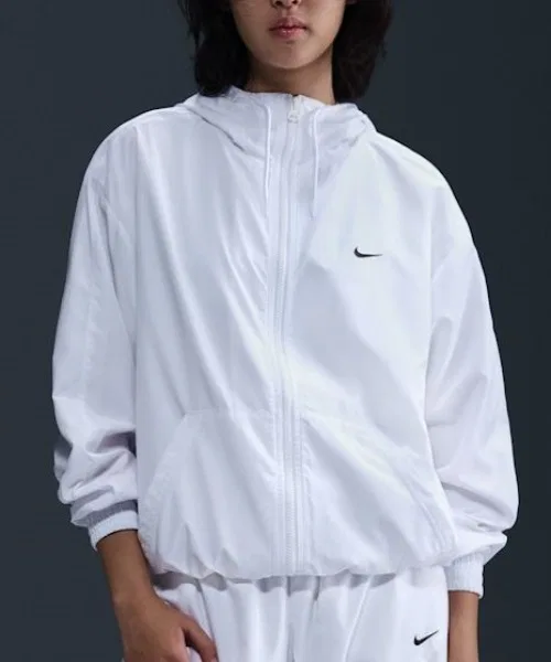 Куртка Nike NSW Essential UV Woven Hoodie, белый с чёрным — фото 2