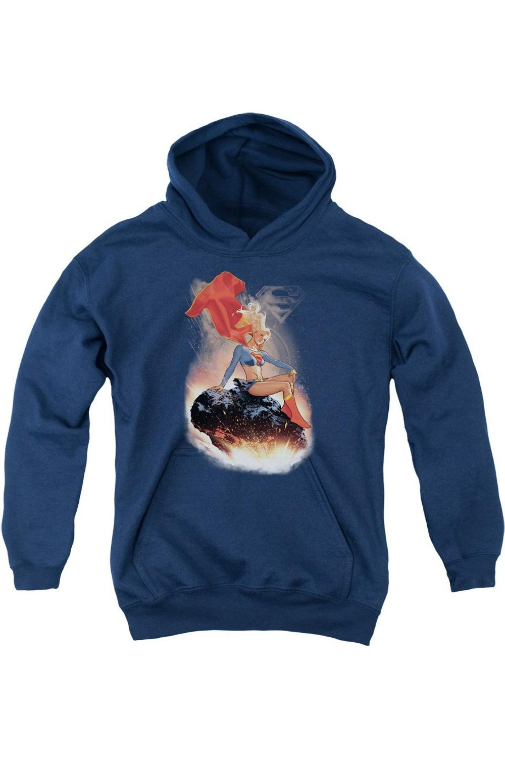 

Детская толстовка с капюшоном Superman Ride It Out Gildan, темно-синий