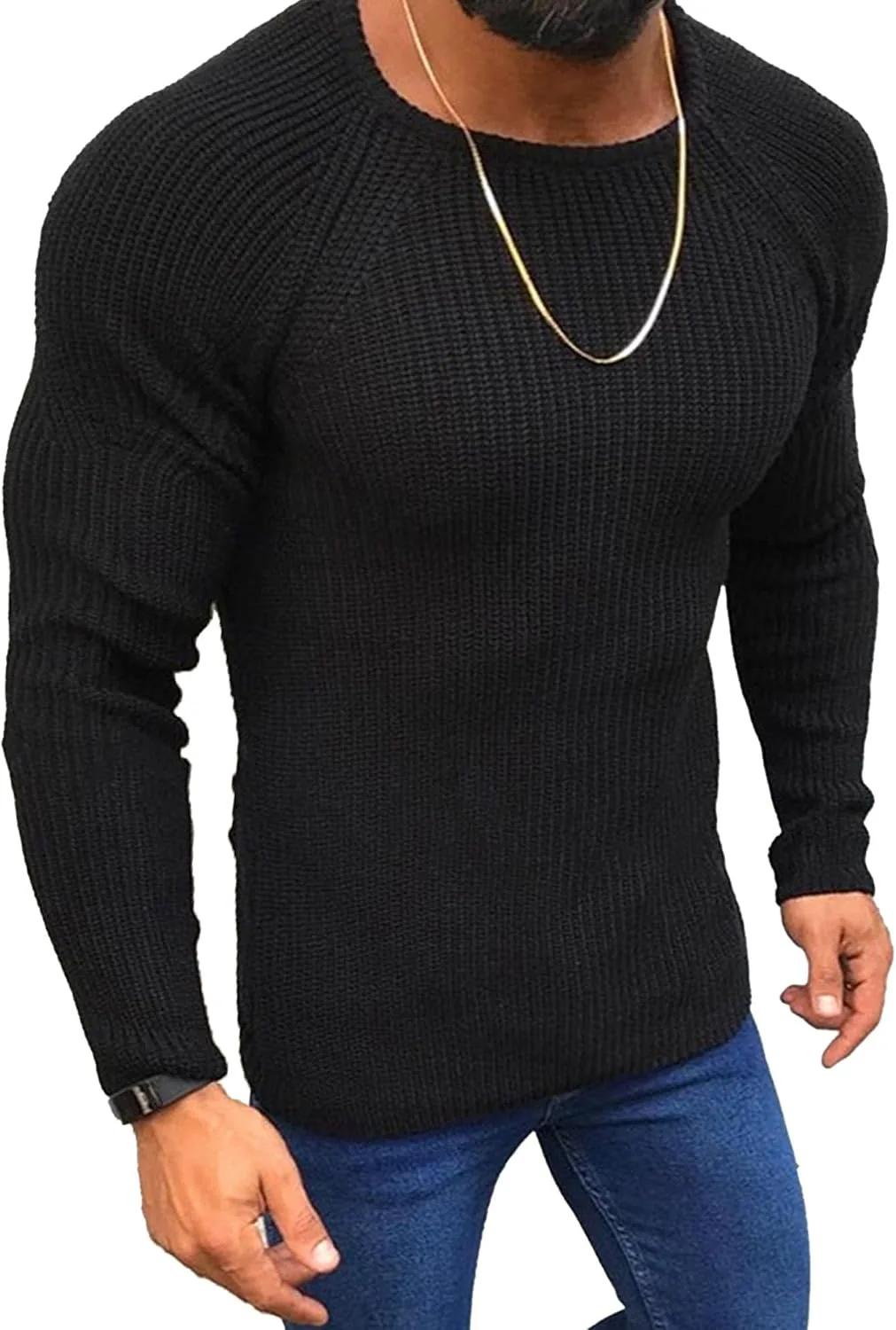 

Мужской модный свитер Maiyifu-GJ Slim Fit с круглым вырезом