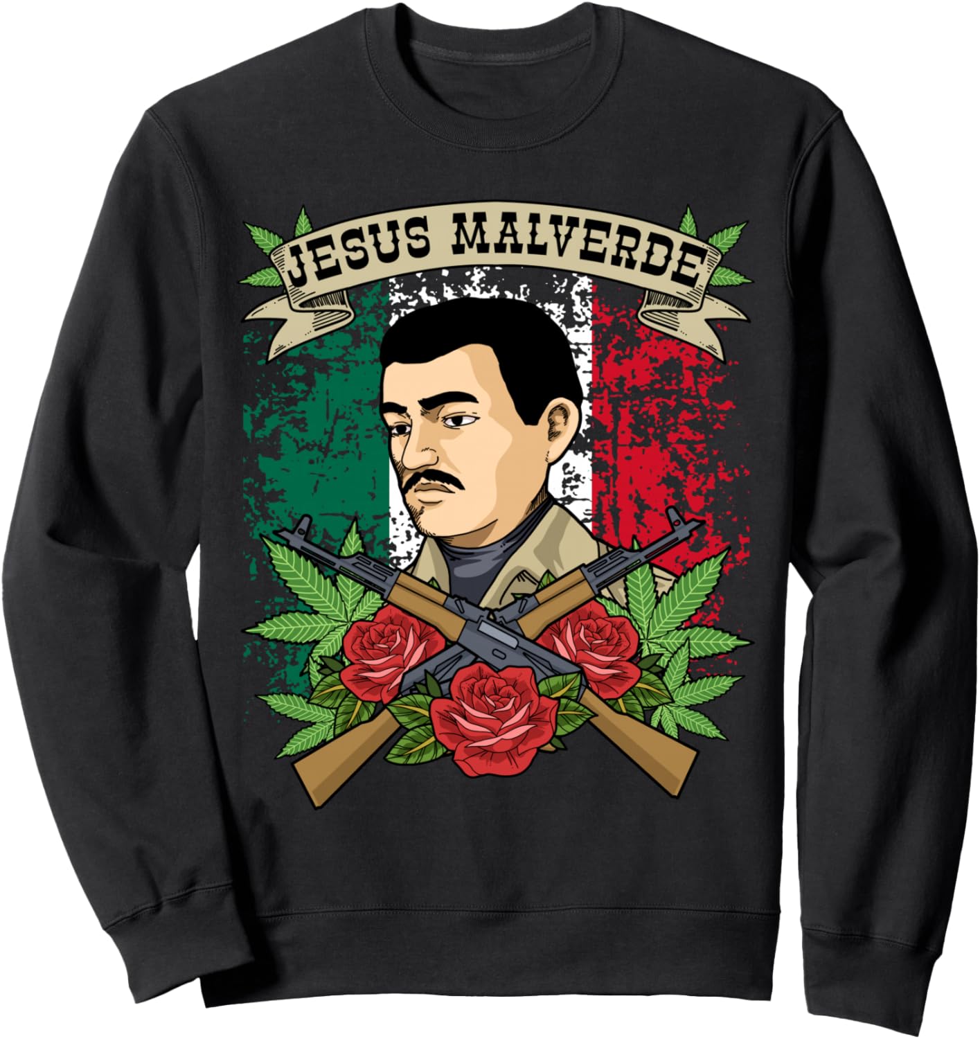 

Толстовка «Jesus Malverde Mexican Hero Mexico» с изображением Иисуса Мальверде Jesus Malverde Design, черный