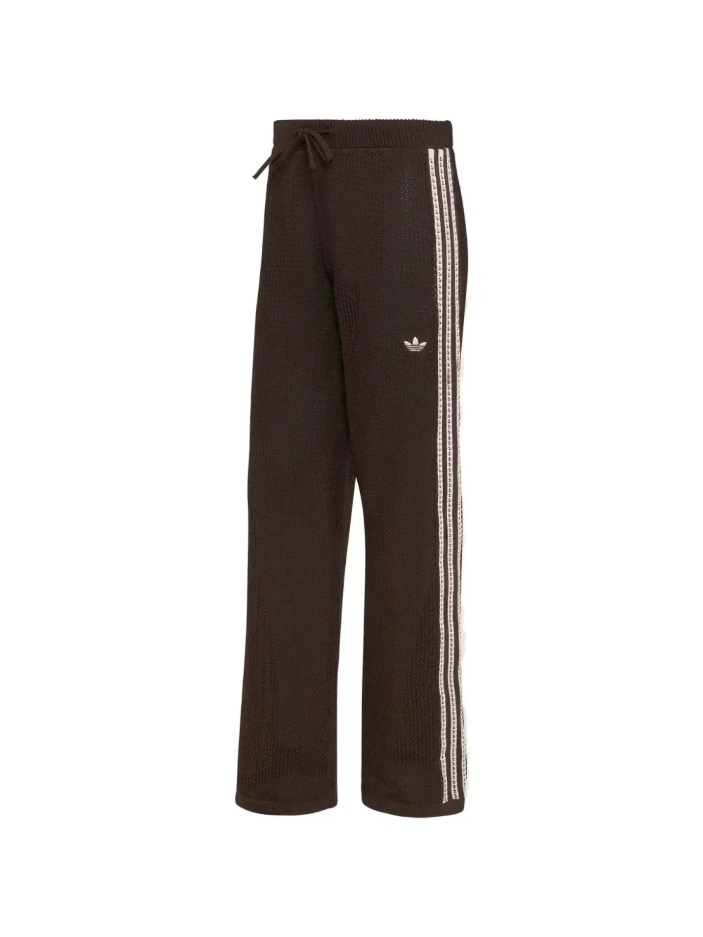 Брюки в полоску, связанные крючком adidas, коричневый