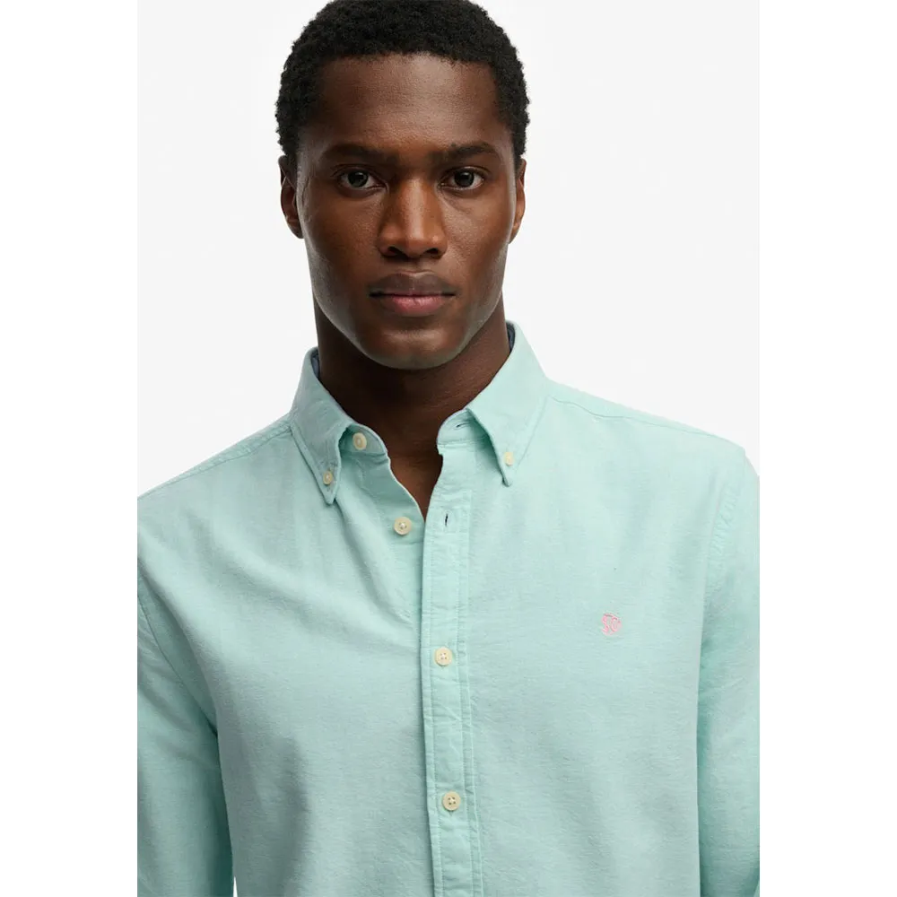 Рубашка с длинным рукавом Superdry Preppy Oxford, зеленый — фото 4