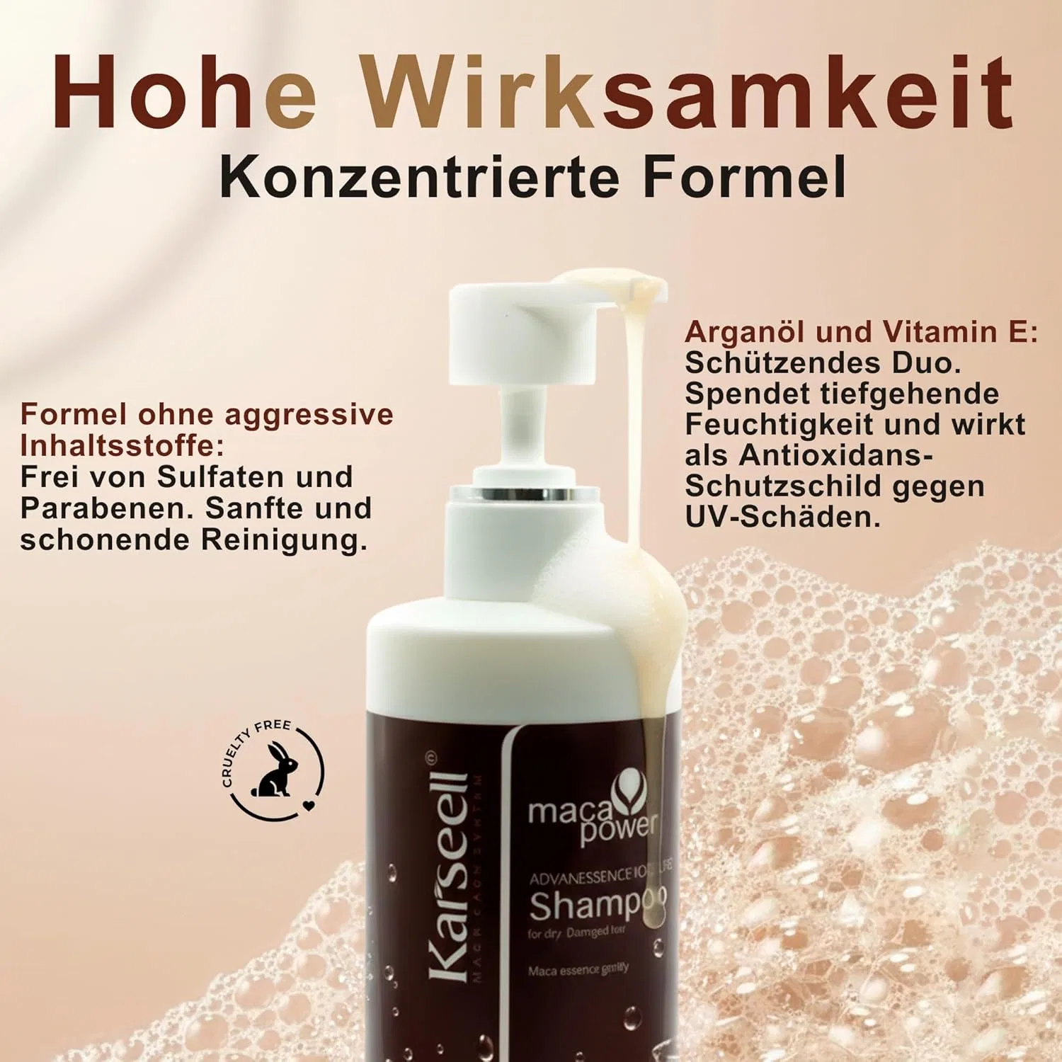Шампунь Karseell MACA CARE SYSTEM для сухих и поврежденных волос, 500 мл ‎Karseell Maca Care System — фото 3