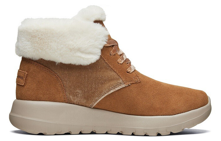 Женские ботинки Skechers зимние с мехом, коричневый — фото 2