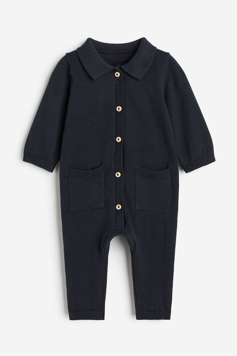 

Вязаный хлопковый комбинезон H&M, синий