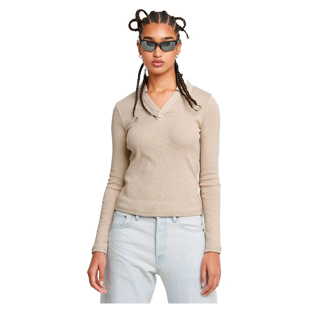 

Лонгслив G-Star Polo Slim, бежевый