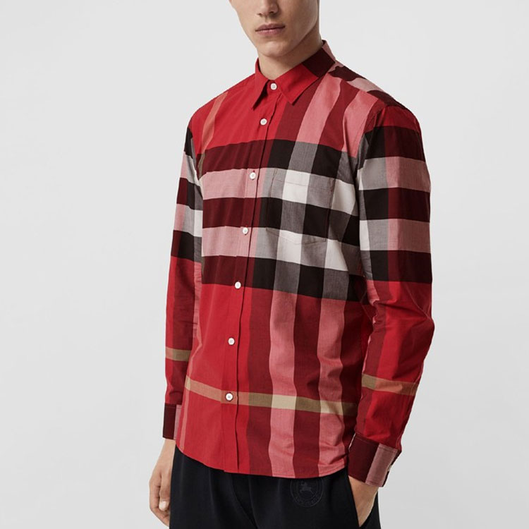 Рубашка Burberry мужская разноцветная красный — фото 4