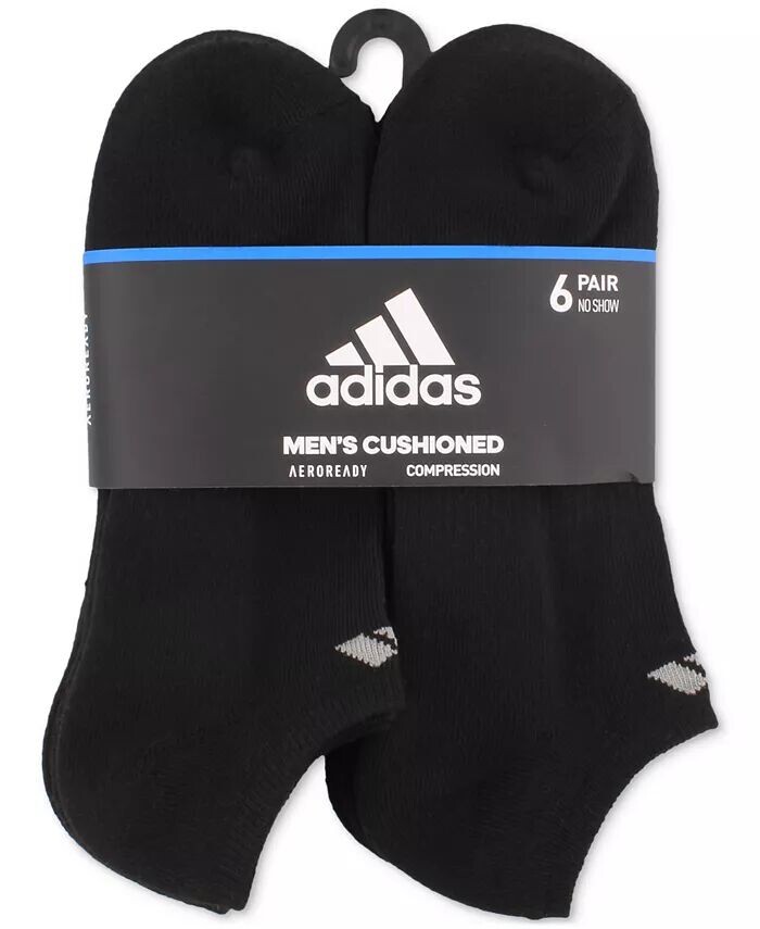Мужские мягкие спортивные носки, 6 пар, не требующие показа adidas, черный — фото 3