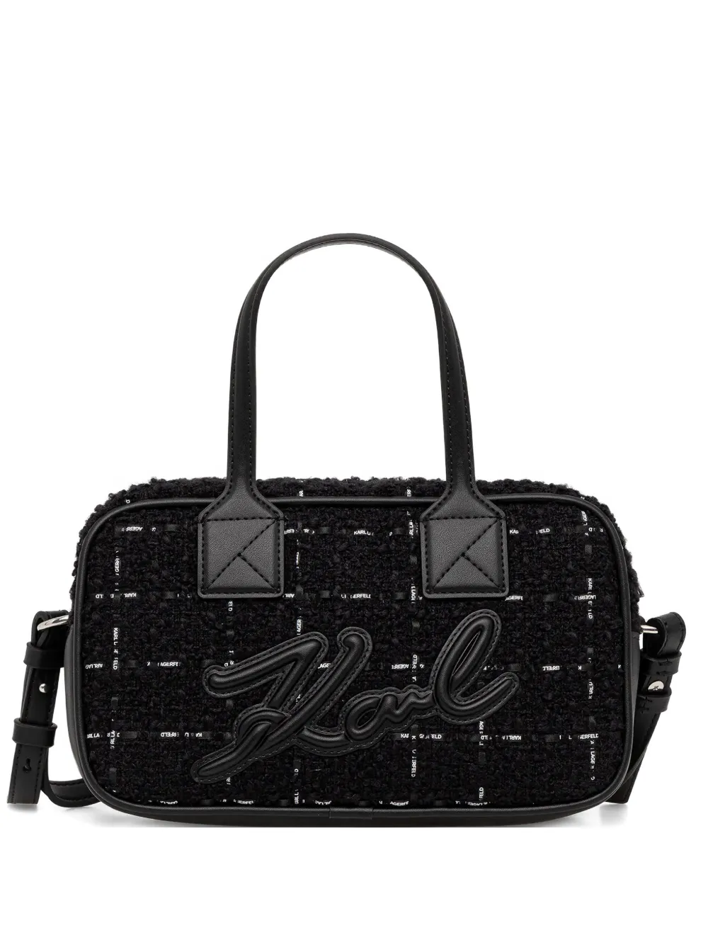 

Твидовая сумка-тоут с нашивкой-логотипом Karl Lagerfeld, черный