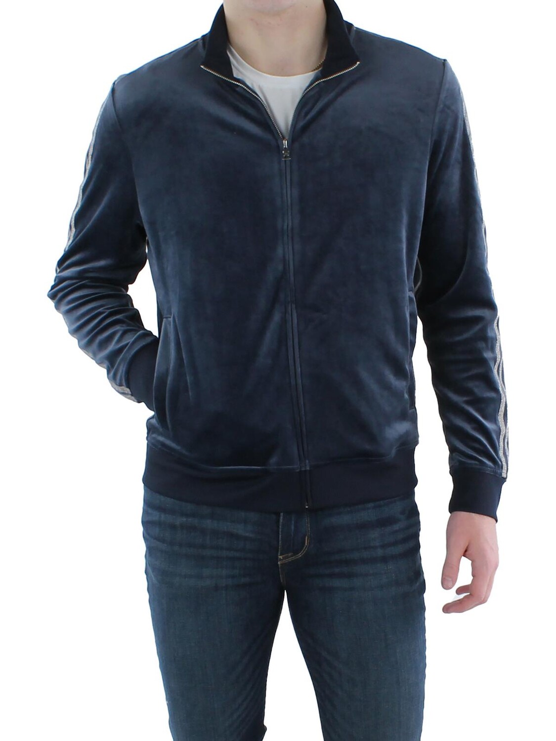 

Мужская велюровая толстовка спортивная куртка INC, цвет Basic Navy
