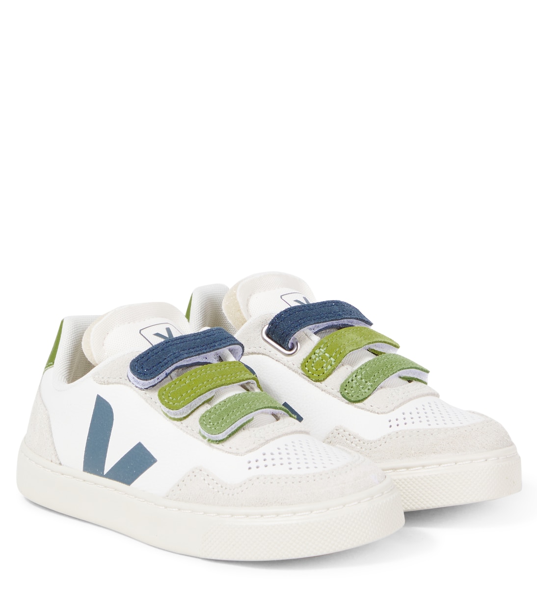 

Кроссовки V-90 из кожи с замшевой отделкой Veja Kids, Multico_White_California