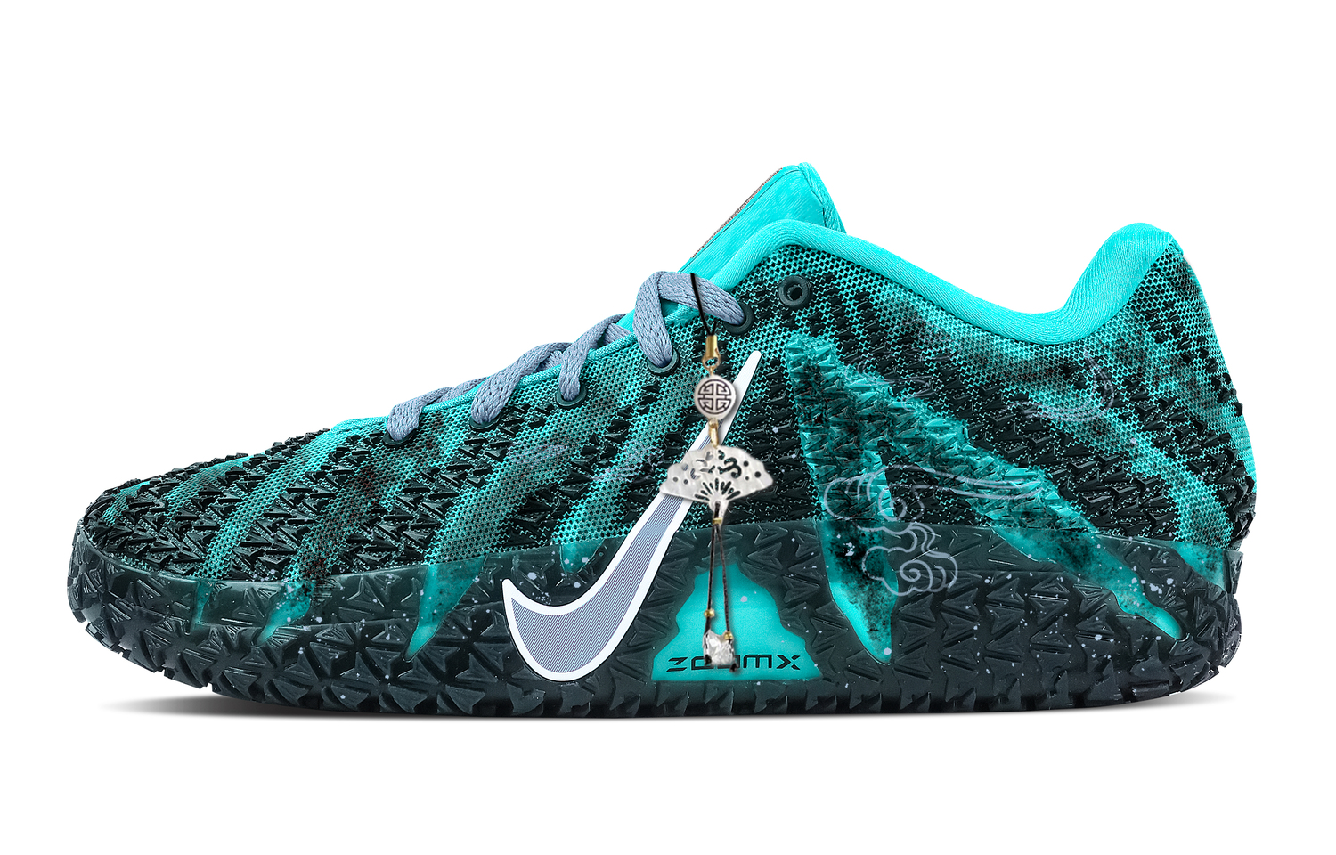 

Nike Кроссовки баскетбольные низкие Ja Morant 3 Cyan Cloud Ascends Directly Rebound Grip мужские черно-зеленые