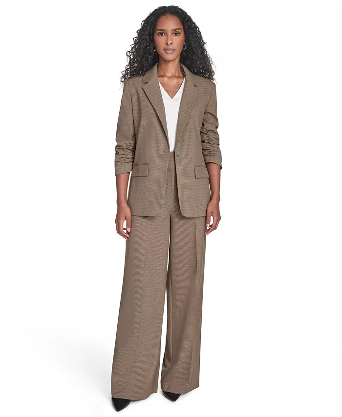 

Женский пиджак Novelty с одной пуговицей, брюки с широкими штанинами и безрукавка Mixed-Media Calvin Klein, зеленый